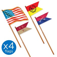 4 X FLAGS US 7th Cavalry Collection (Quality) 1:32 Scale Britains Deetail Style