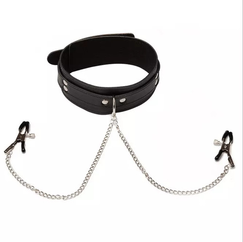 Black faux leather soft neck - black,
