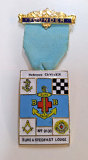 VINTAGE MASONIC FOUNDERS MEDAL PIN BADGE ENAMEL NO.9130 SURE STEADFAST LODGE