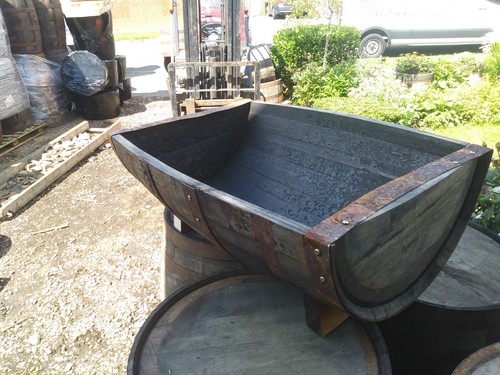 Oak whiskey barrel trough - oak,