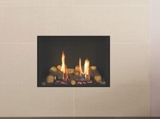 Gazco Riva 2 500 Balanced Flue Gas Fire, Logs, Black Glass Lining