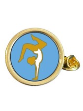 Gymnastics Female Gold Plated Domed Lapel Pin Badge
