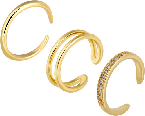 3pcs gold toe rings set - gold,