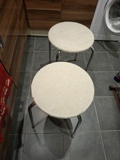 Upholstered cream Chrome breakfast bar stools x 2,  Lewis Fab Condition