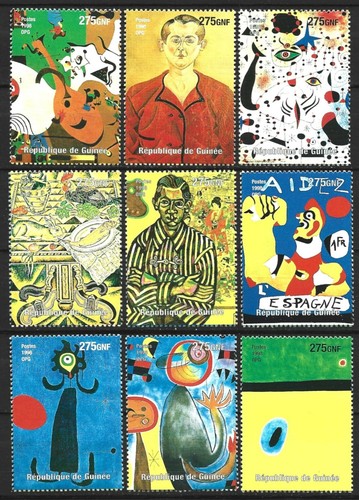 Joan miro painter stamp set - miro,