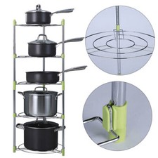 3/5Tier Metal Kitchen Cook Pan Pot Holder Storage Saucepan Stand Organiser Rack