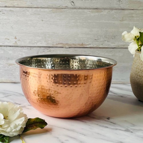 Copper mixing bowl hammered - copper,