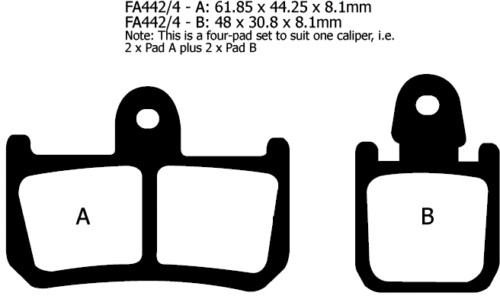Ebc fa442 brake pads - ebc/fa442/4,