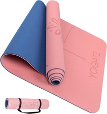 Yoga Mat with Alignment Lines. Yoga Mats with carry strap Non Slip FOR AUCTION