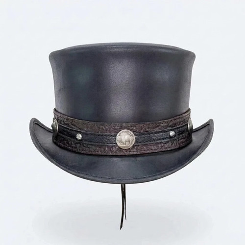 Black genuine leather - leather, top