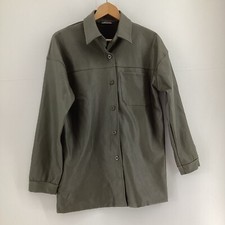 Made In Italy Womens Khaki Green Faux Leather Shirt Size S 