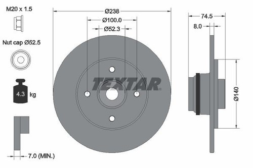 Textar 92154003 rear brake - 92154003,