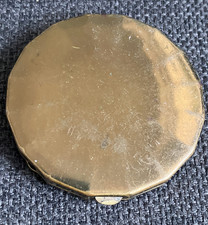 Antique Mirrored Gold Colour Hexagonal Look / Impression Powder Compact 5.5cm