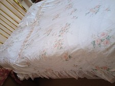 Vintage Vantona Double Duvet Set. Frills & Lace. Apricot Roses Pattern.1970s.