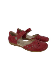 Red Leather Flat Shoes Rieker