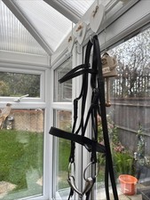 Black English Leather Extra Full Bridle With Bit & Reins