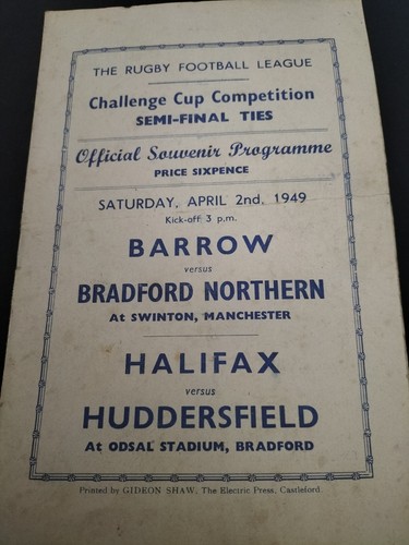 1949 rugby league challenge - rugby,