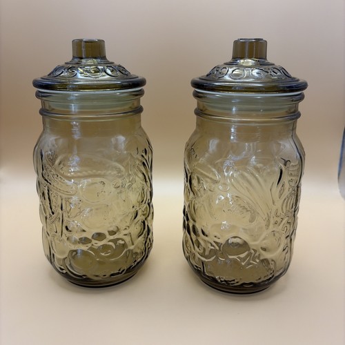 Pair vintage smoked brown - pair,