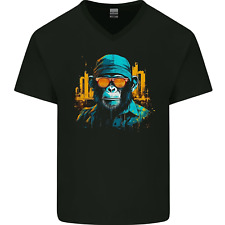 A Streetwise Monkey Urban Setting Mens V-Neck Cotton T-Shirt