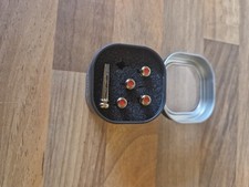 C F Martin Bridge Pins - Liquid Metal - Gold/Red Inlay - 5 Tin (I)