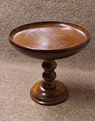 Vintage oak pedestal dish bowl - vintage,