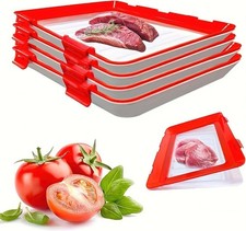 12inchX8.6" Stackable Stretch Fresh Storage Trays (Red 4pcs) x3
