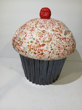 E.s. Molds Vintage 1977 Ceramic Cupcake Cookie Jar Canisters Frosting Sprinkles