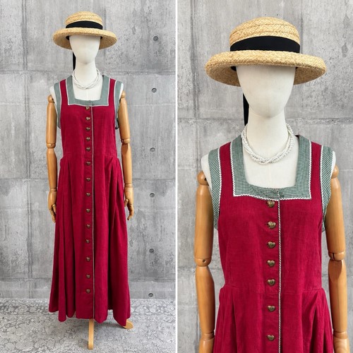 Vintage red dirndl - red, maxi