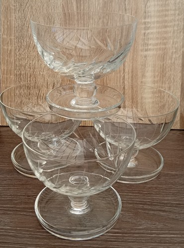 Vintage glass etched sundae - vintage,