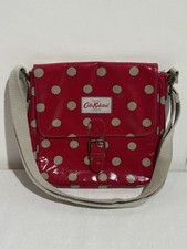 Cath Kidston Cross Body Saddle Bag Red Cream Spots Coated Cotton VGC