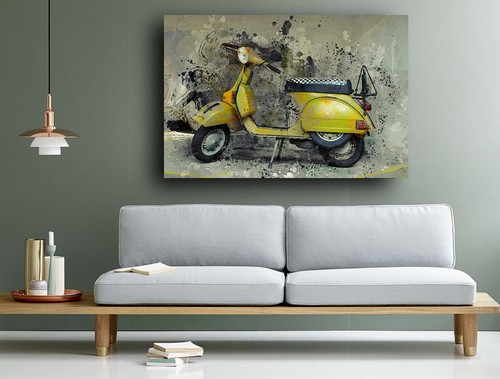 Grey yellow vespa club scooter - grey,
