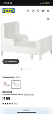 X2 IKEA Busunge Kids Extendable Beds White 80x200cm Without Mattress
