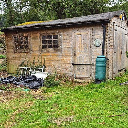 Wooden pent roof garden shed - roof,