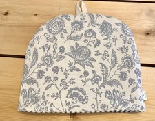 Cabbages And Roses Fabric Tea Cosy -ticking Stripe Lining - Made In Cornwall