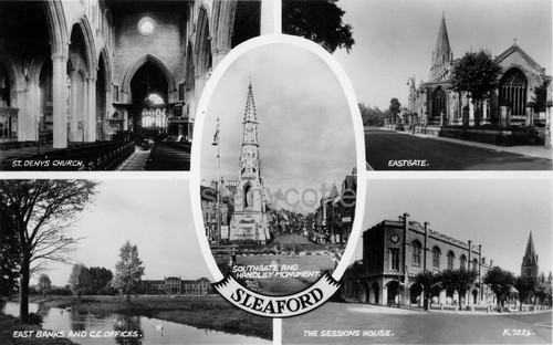 Sleaford multiview postcard - sleaford.,