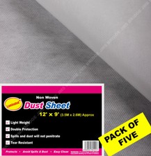 5 X PAPER / POLY ECONOMY LAMINATED 12FT X 9FT 100% WATERPROOF PP DUST SHEETS