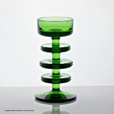 Wedgwood Glass Sheringham candlestick, three ring, green - restored