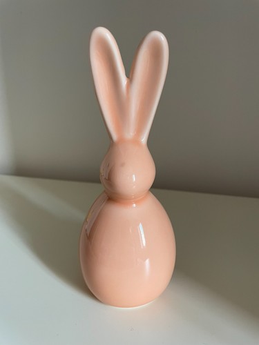 Ceramic pink rabbit ornament - rabbit,