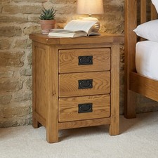 3 Drawer Bedside Rustic Oak