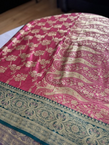 Beautiful pink katan saree - beautiful,