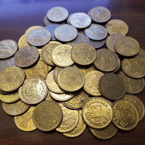 Car wash token lot 50 - car, brass
