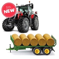 MINI WORKING MACHINES - MASSEY FERGUSSON 3" 8S.265 TRACTOR WITH BALER TRAILER