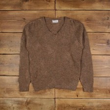 Vintage Christian Dior Jumper Sweater L Cable Knit V-Neck Wool Brown