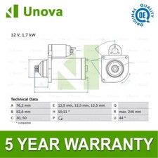 Starter Motor Unova Fits VW Skoda Seat Audi 1.4 TDi 1.6 1.9 + Other Models #1