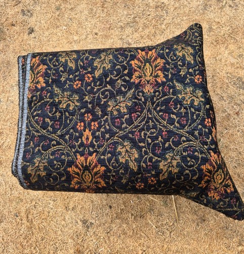 Blue black floral upholstery - blue,