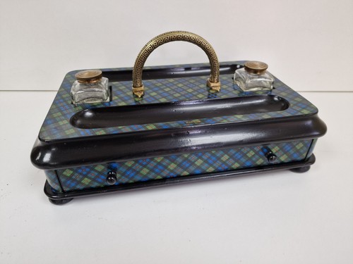Tartan ware inkwell stand - tartan,