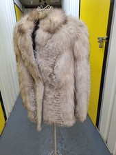 Beautiful Real Natural Arctic Fox Fur Coat Jacket UK 12 Vintage