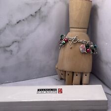 Tianguis Jackson Hallmarked 925 Multi Stone Oval Link T Bar Bracelet 7" 57.18g