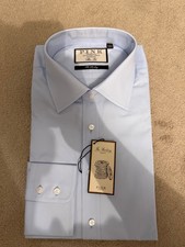 Men's Thomas Pink Slim Fit Blue Shirt 17" Single Cuff Brand New