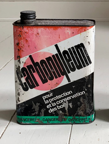 Vintage french metal oil can - oil,